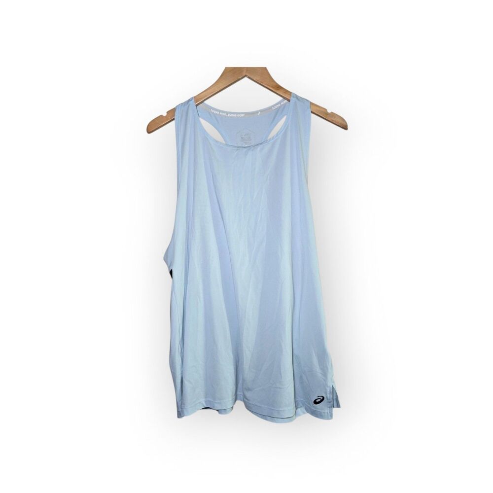 ASICS Womens 2XL Blue Racerback Tank Top Scoop Neck Stretch Poly Spandex